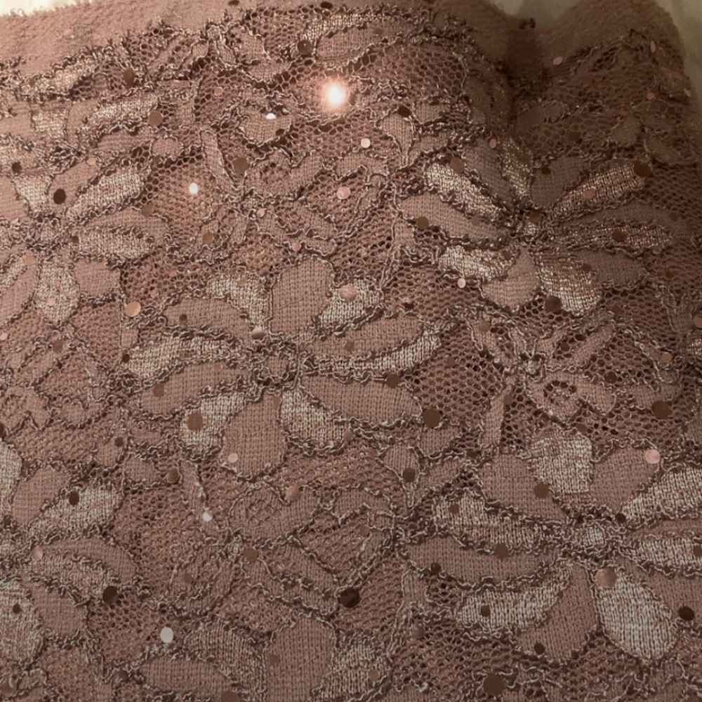 Rose Sequined Mother of Bride/Groom Sheath Column Dress V-Neck Sz 10 - Picture 5 of 12